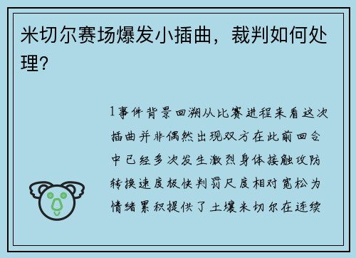 米切尔赛场爆发小插曲，裁判如何处理？